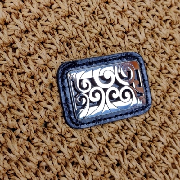 Brighton Natural Basket-Weave & Croc Embossed Leather Trim Features Tote Satchel - Picture 2 of 13